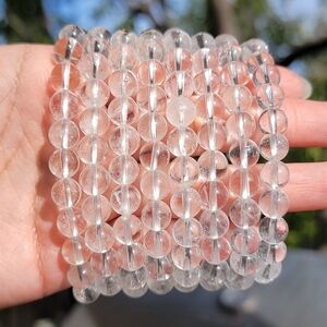 NEW 8MM CLEAR QUARTZ STRETCH BRACELETS